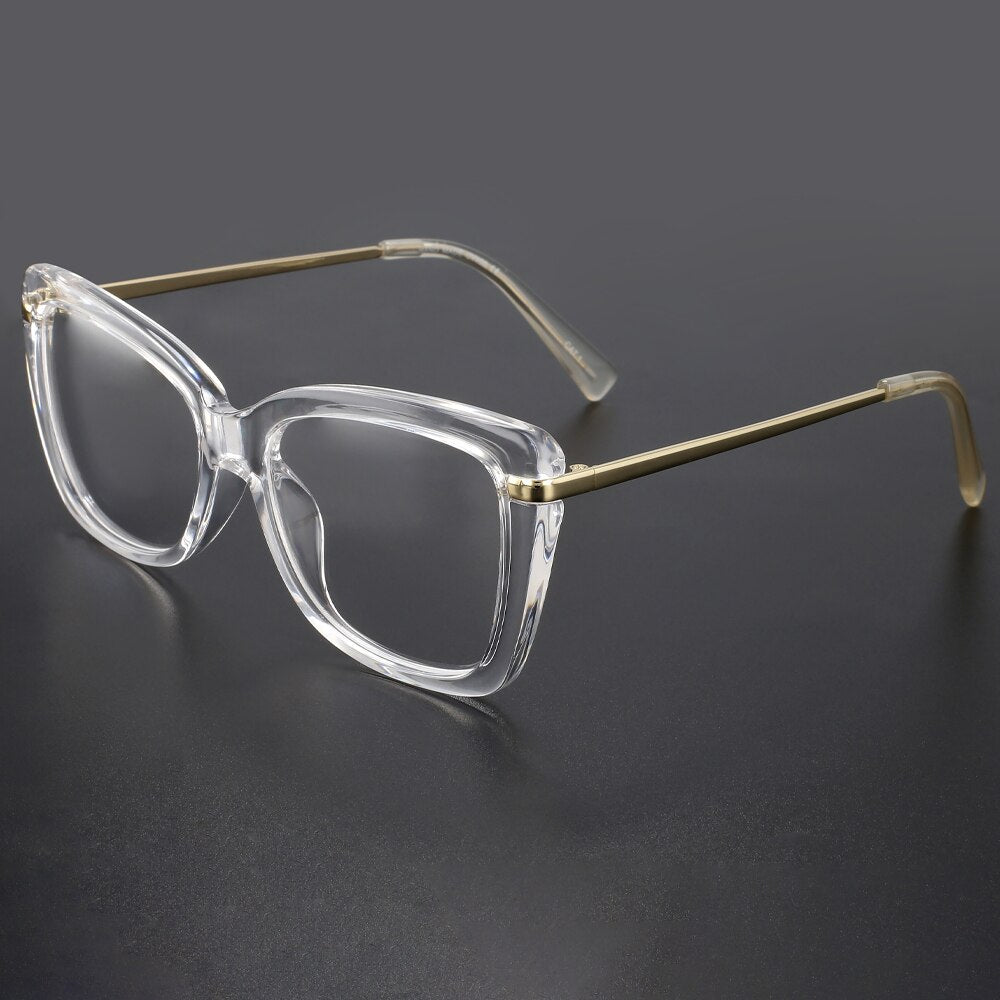 CCspace Women's Full Rim Square Cat Eye Eyeglasses - Lightweight Alloy Frame (Model 45548) for Work, Reading & Fashion Accessories