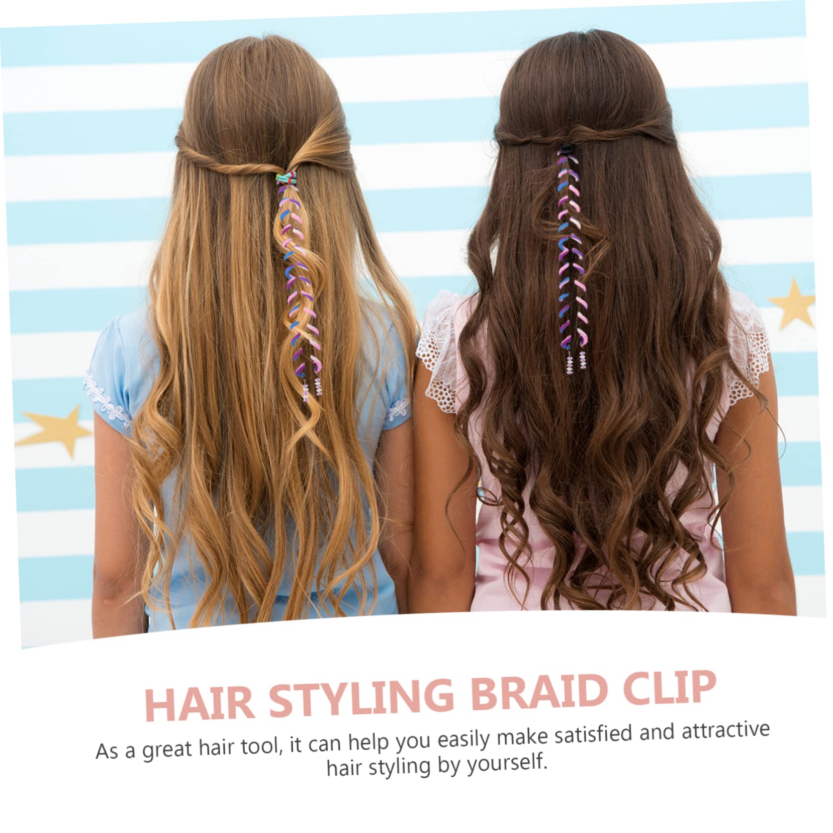 FOMIYES 24pcs Spiral Hair Curling Clips - Braiding Tool with Rubber Bands & Hair Beads for Girls - Purple Polymer Clay Hair Waver for Kids - Perfect for School, Parties & DIY Hairstyles