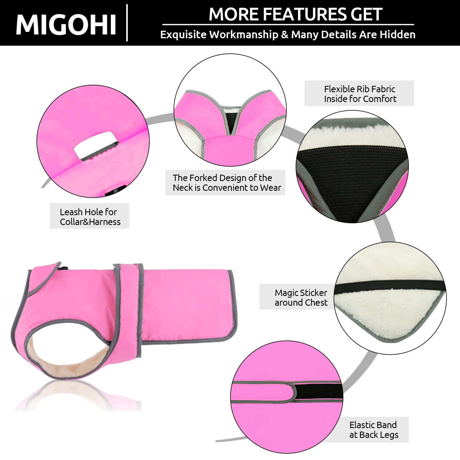 MIGOHI Reflective Dog Coat - Waterproof Windproof Winter Jacket for Small Medium Large Dogs | Reversible Stormguard Fleece-Lined Snowsuit | Cold Weather Warm Vest for Outdoor Walking, Hiking & Snow Play