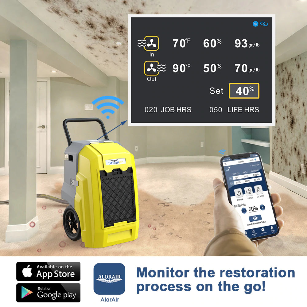 AlorAir Storm Pro 85 Smart Wi-Fi Dehumidifier - 70 Pint Capacity for Large Rooms, Basements & Homes - Energy Efficient with App Control - Perfect for Mold Prevention & Humidity Control in Damp Areas