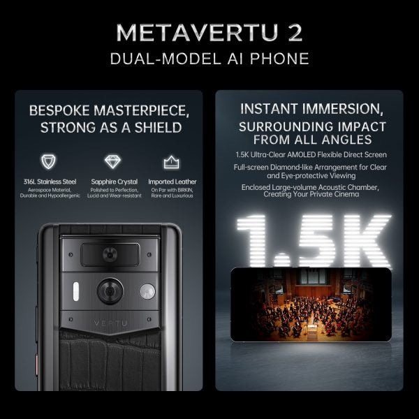 METAVERTU 2 White Calfskin Web3 AI Smartphone - Green (Silver Case) | Premium Luxury Phone for Crypto & Blockchain Enthusiasts | Business & High-Tech Lifestyle