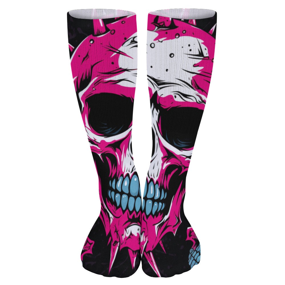 Punk Pink Skull Fishnet Stockings - 5 Pack Breathable Gothic Thigh High Socks for Women - Perfect for Halloween, Cosplay, and Alternative Fashion Outfits