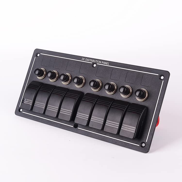 8 Gang Marine Boat RV Switch Panel - Waterproof Aluminum LED Rocker with Circuit Breaker for Car, Boat & RV Styling | Perfect for Dashboards, Control Panels & Marine Applications
