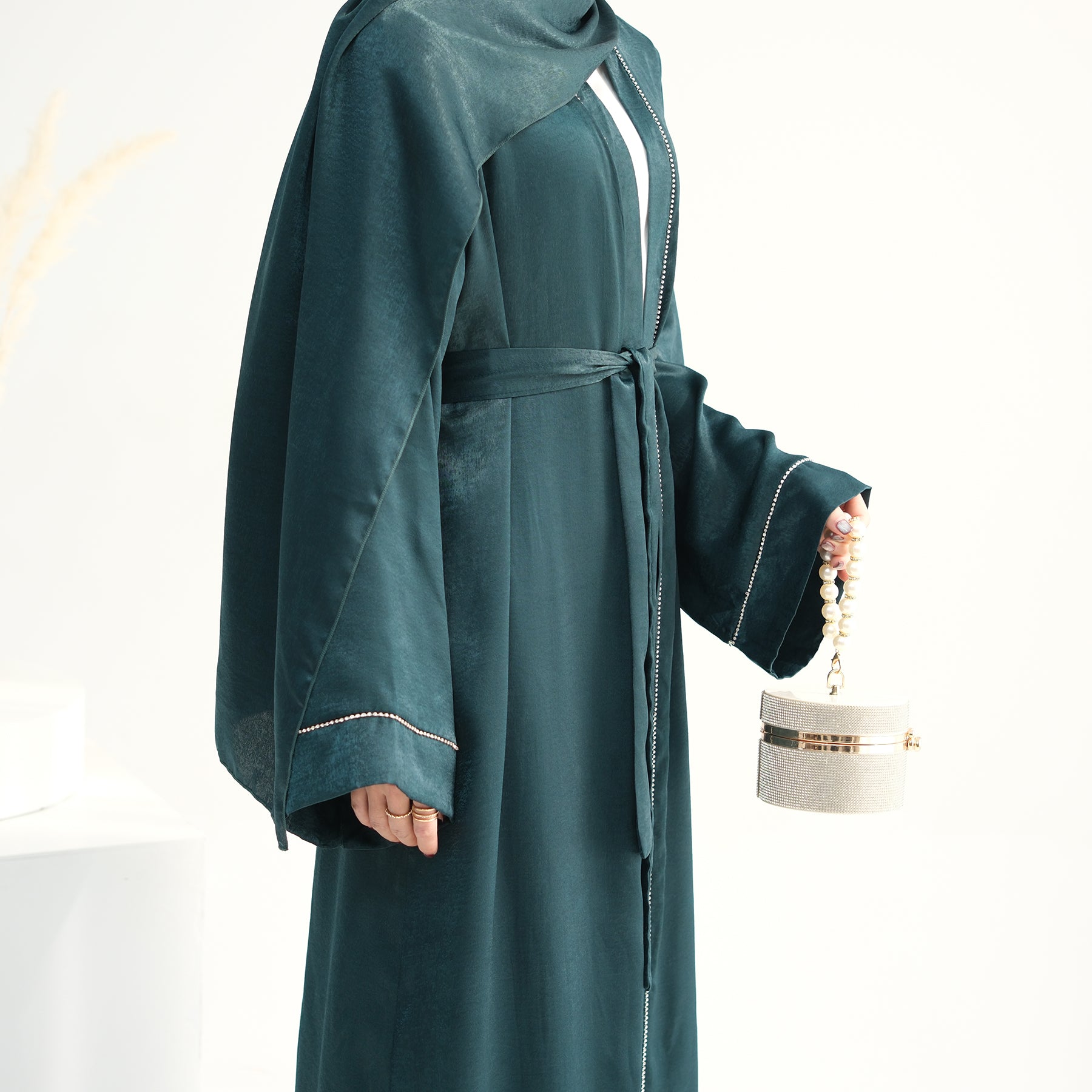 Angie Abaya Set - Dark Emerald | Modest Muslim Dress for Women | Perfect for Prayer, Eid, and Special Occasions