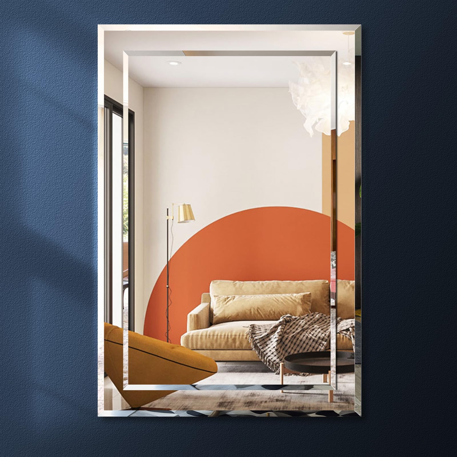 20x30 Inch Frameless Bathroom Wall Mirror with Beveled Edge - Modern Rectangular Mirror for Bedroom & Bathroom Decor - Perfect for Vanity, Dressing Room, and Home Styling
