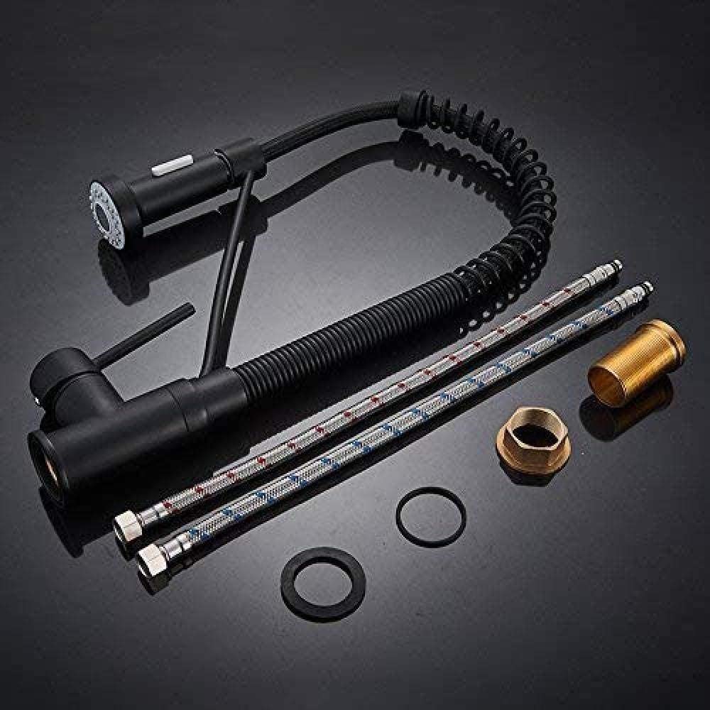 360° Rotatable Pull-Out Shower Kitchen Tap - Black for Modern Sinks