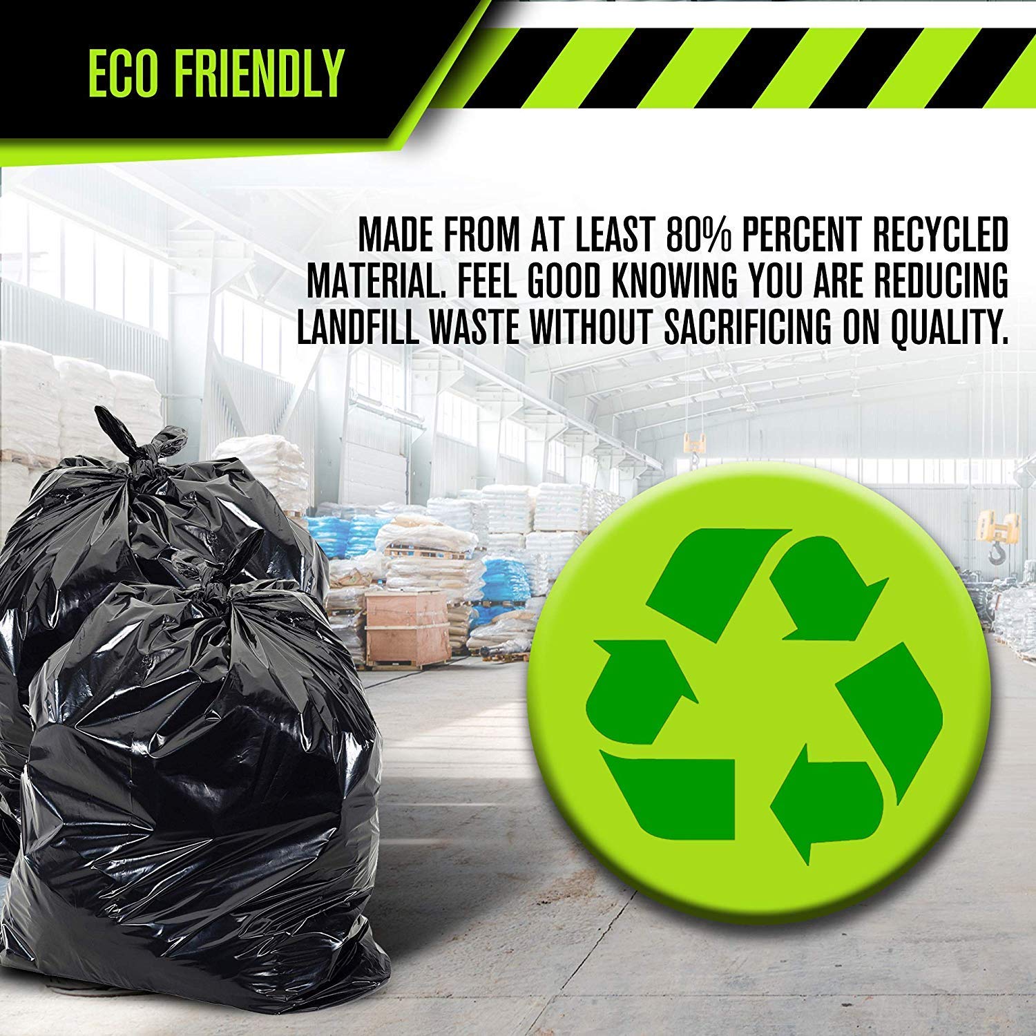 50-55 Gallon Heavy Duty Black Trash Bags 1.7 MIL (36
