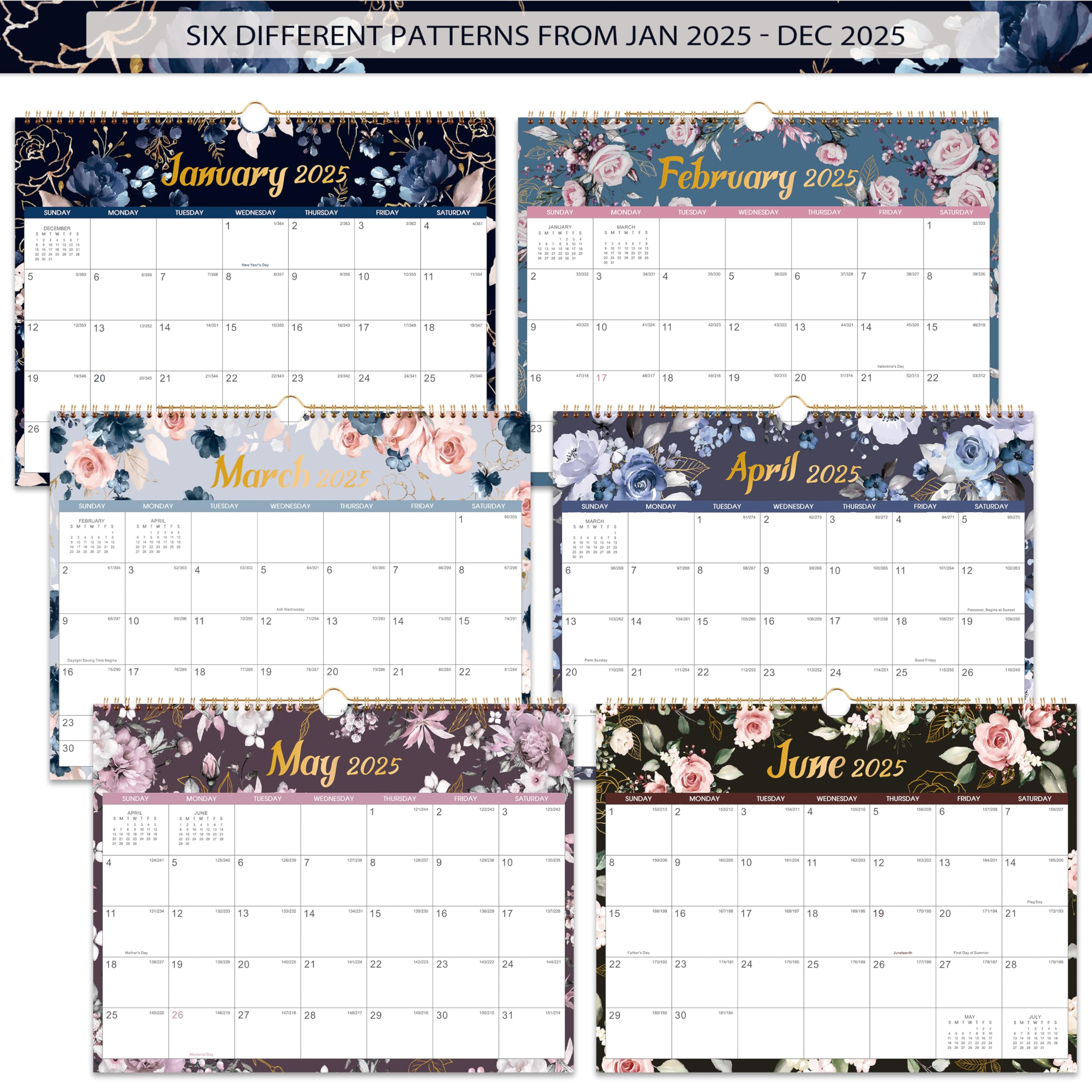 2025 Wall Calendar - 12 Months Jan-Dec 2025 Hanging Planner with Twin-Wire Binding | 14.8
