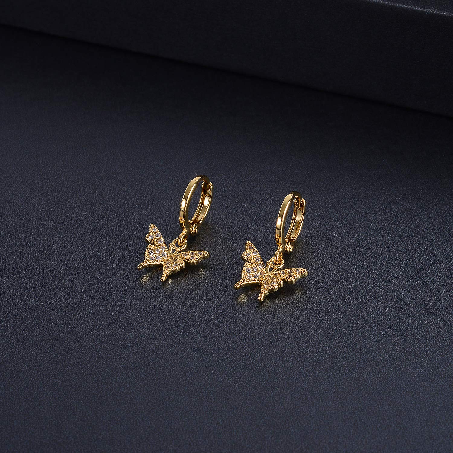 SANNYRA 14K Gold Plated Huggie Earrings for Women - Beach Sea Drop Dangle Earrings with Starfish, Butterfly, Moon & Seashell Charms - Perfect for Summer Vacation, Beach Wedding & Boho Fashion Accessories