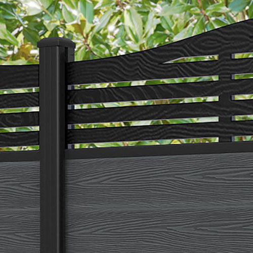 Classic Aspen Curved Top Fence Panel - Dark Grey Aluminum Fence with Durable Posts | Outdoor Garden Yard Privacy Fencing Solution