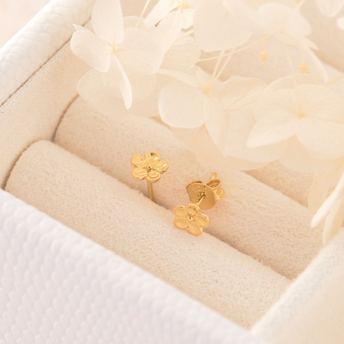 Forget Me Not Gold Stud Earrings - Delicate Floral Dainty Earrings for Women - Perfect for Everyday Wear, Gifts & Special Occasions