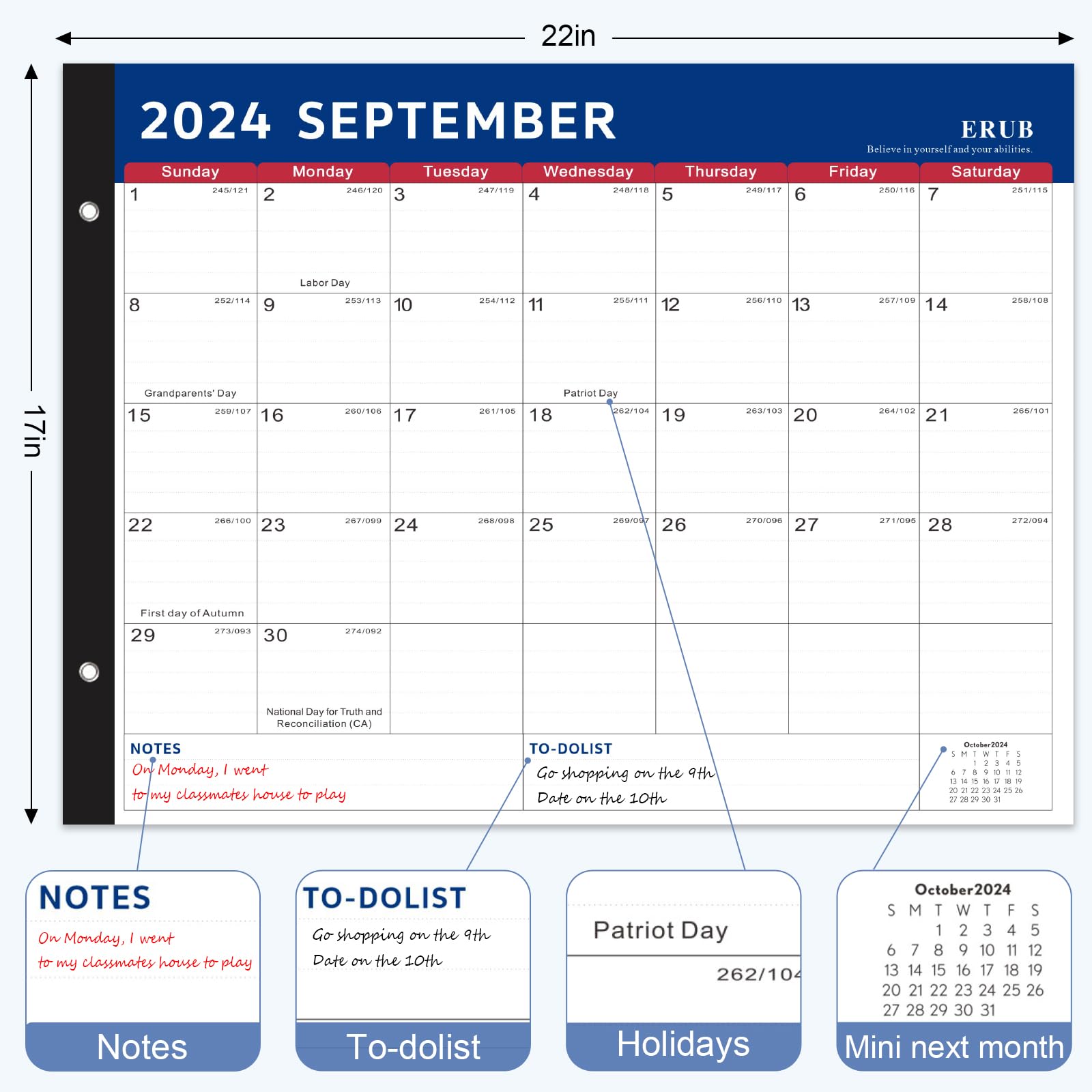 2024-2025 18-Month Desk Calendar Planner (Aug 2024-Jan 2026) | Large 22
