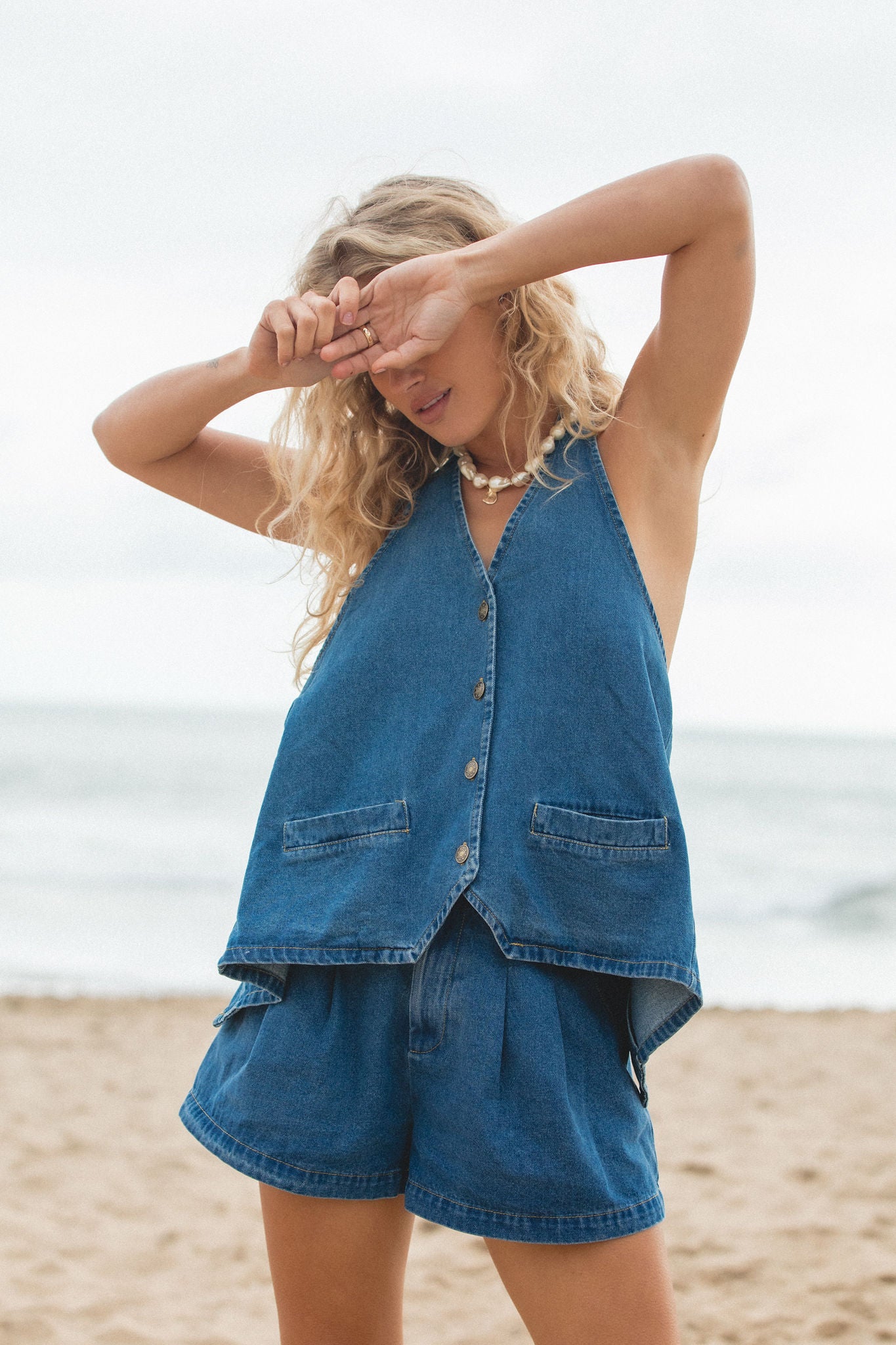 Women's Stylish Denim Top for Terrace & Outdoor Wear - Casual Chic Blouse for Spring Summer Fashion