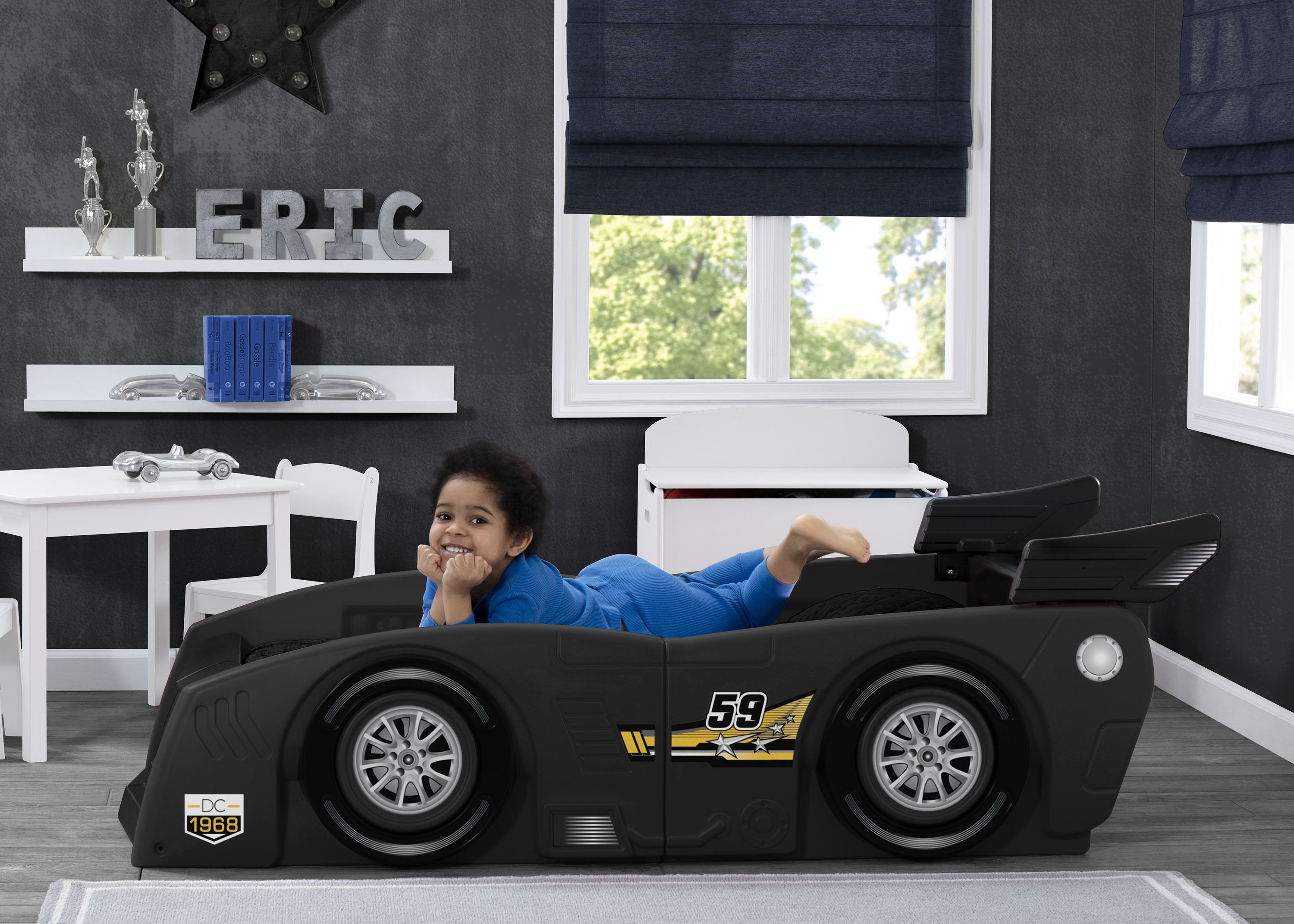 Grand Prix Race Car Toddler to Twin Bed - Convertible Kids Bed for Boys & Girls - Perfect for Nursery, Bedroom, and Playroom Decor