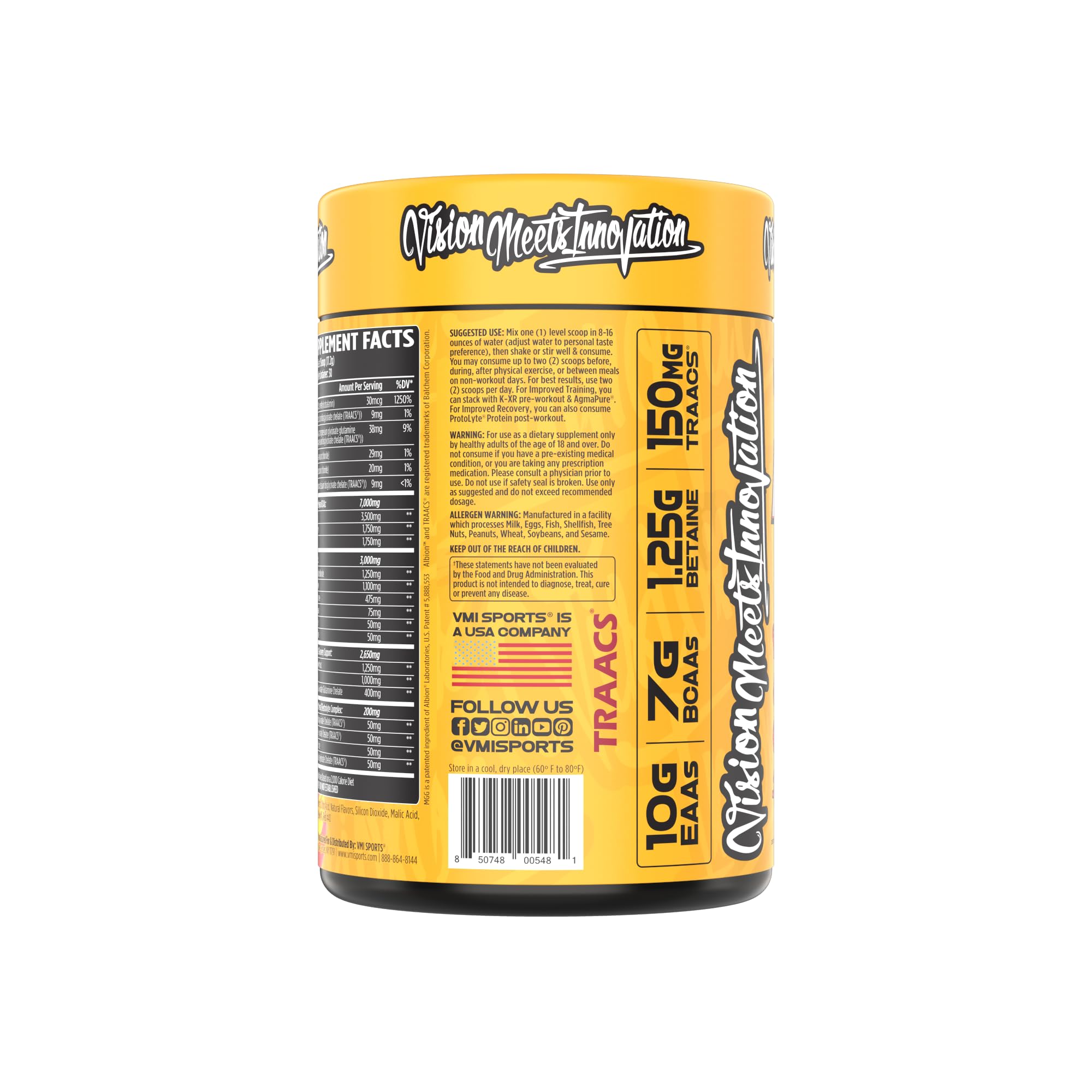 Aminogex Ultra BCAA Powder with Amino Acids, Betaine & Glutamine - Post Workout Recovery & Intra Workout Drink with Electrolytes - 30 Servings Tropical Mango (18.2 oz) - Ideal for Muscle Recovery, Gym Performance & Hydration During Intense Training