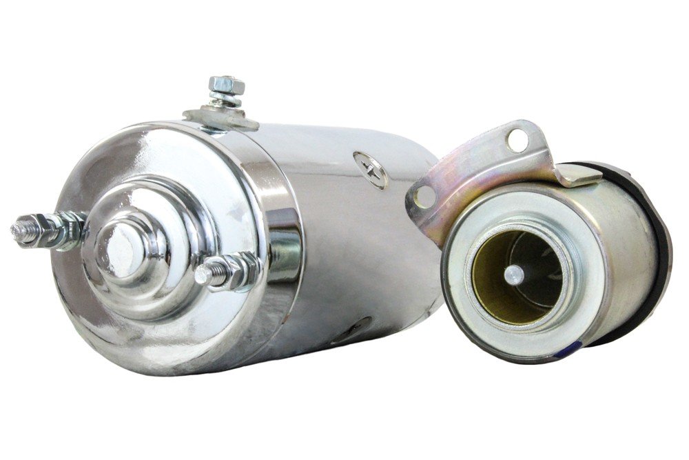 Harley Davidson Police Model FLPF Chrome Starter & Solenoid 1971-1972 - Compatible with 74169-69, 7416969 | High-Performance Replacement Part for Classic Motorcycle Restoration & Maintenance
