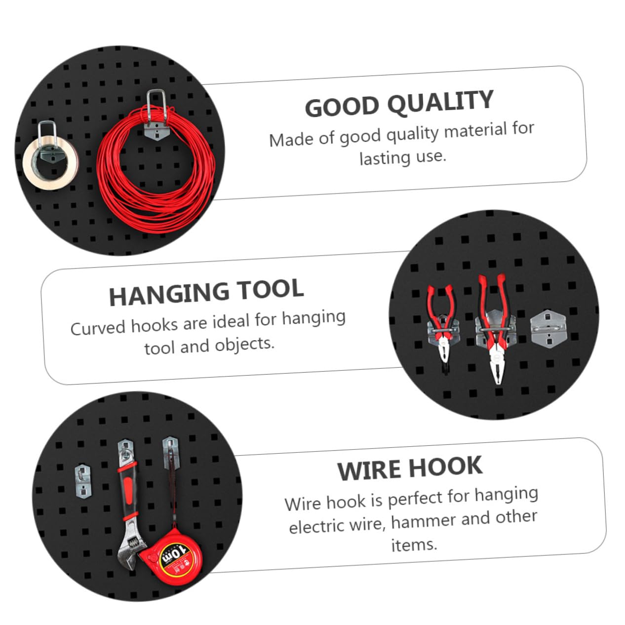 2 Sets Heavy Duty Iron Pegboard Hooks - Wall Mount Tool Organizer for Shovels, Rakes & Garden Tools - Garage & Workshop Storage Solution