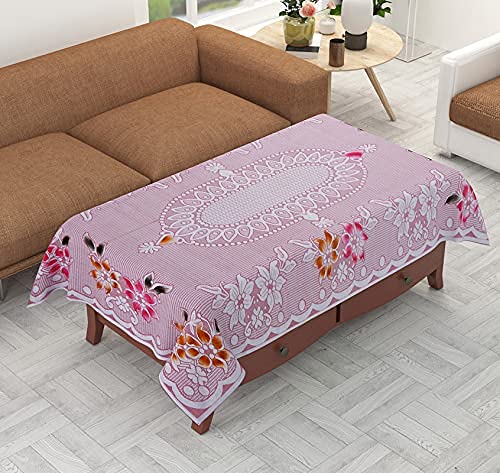 Arpan Industries Cotton Tablecloth for 4-Seater Dining Table - Baby Pink - Perfect for Dinner Parties, Family Gatherings & Home Decor