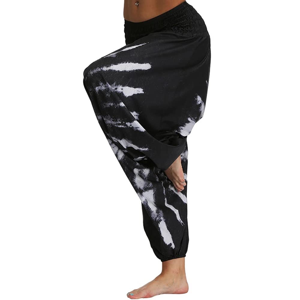 WPYYI Women's Boho Harem Yoga Pants - Loose Fit Hippie Palazzo Casual Beach Pants for Yoga, Sports & Travel - Black One Size - Perfect for Yoga, Beach Outings & Relaxing at Home