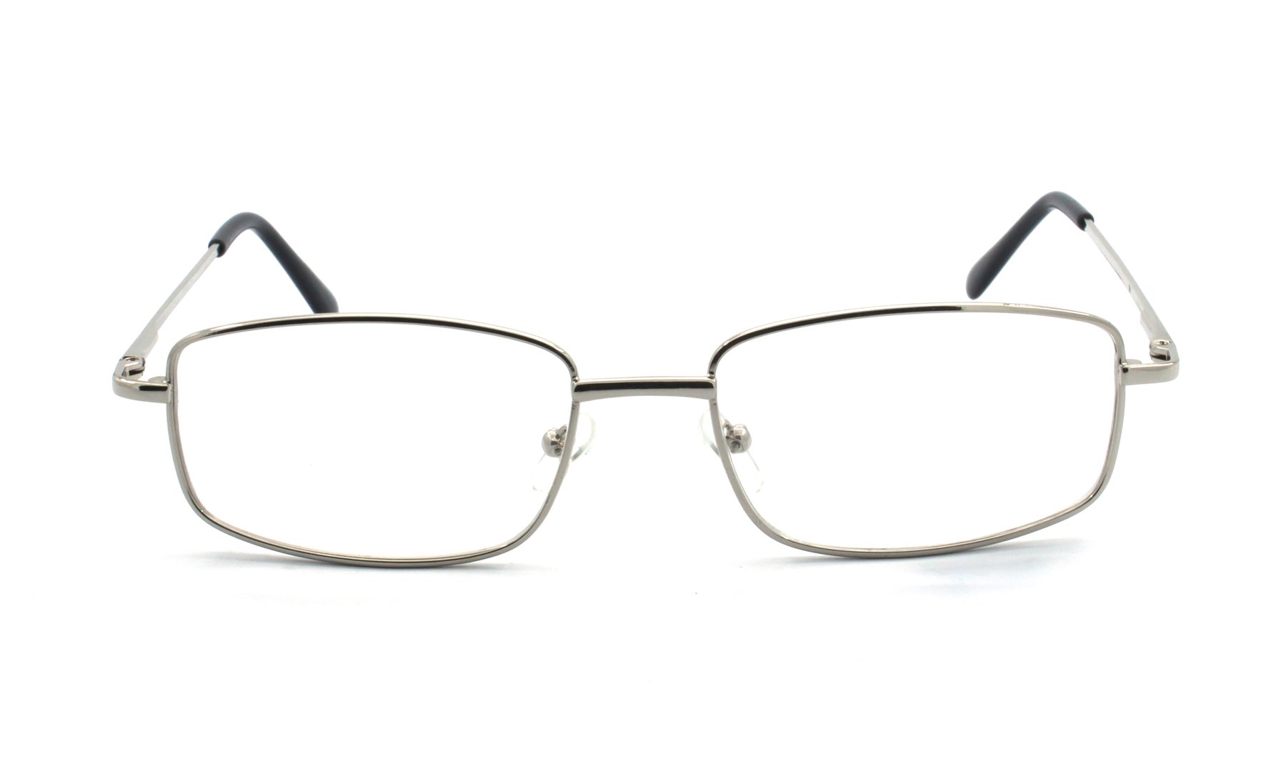 Extra Wide Rectangular Metal Reading Glasses for Men and Women - Lightweight Blue Light Blocking Readers for Office, Reading & Computer Use