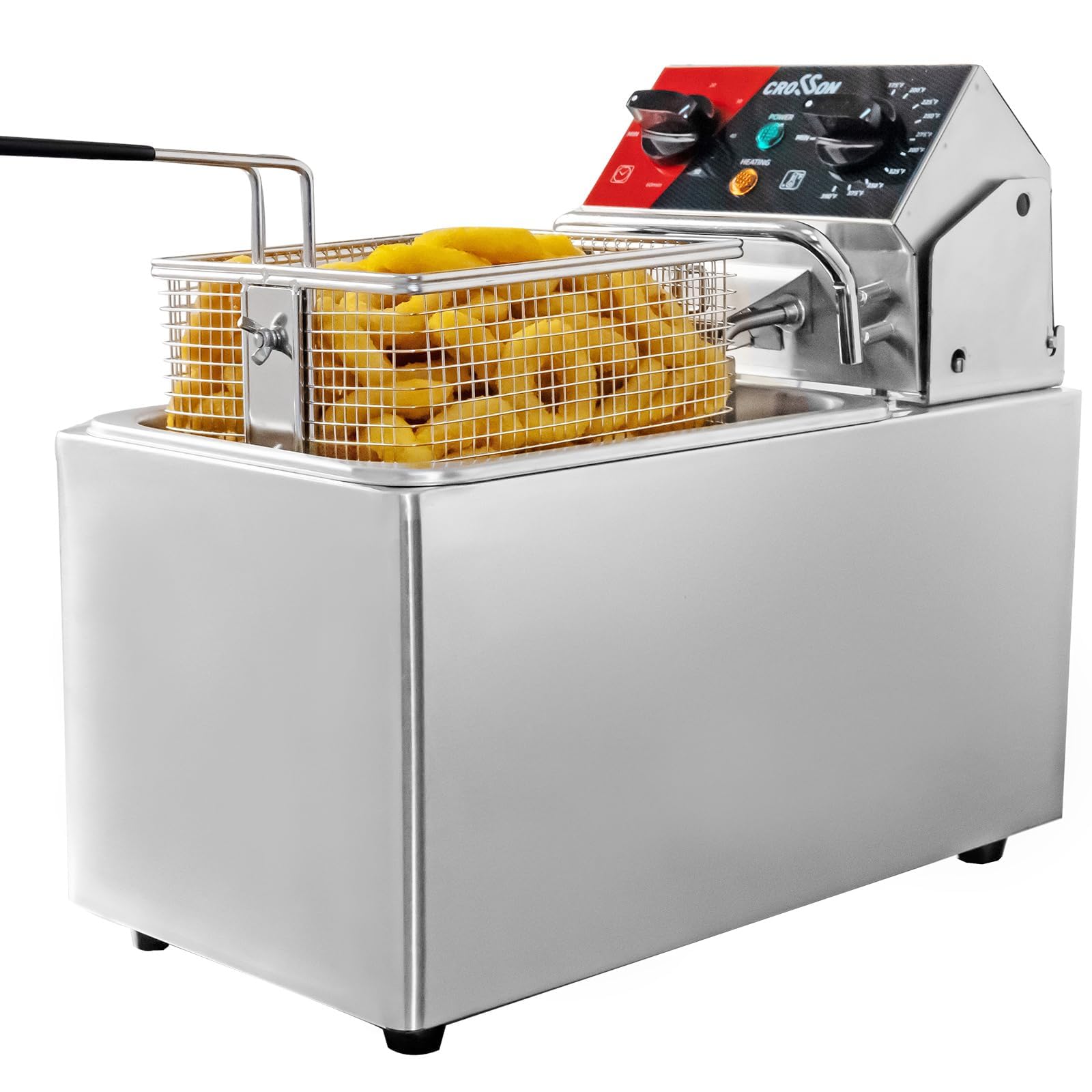 Crosson 10Lbs Electric Countertop Deep Fryer - 4.5L Capacity with Removable 304 Stainless Steel Oil Tank & Basket | Easy Clean Rotary Fryer Head, 30-Minute Timer | Perfect for Home Cooking, Restaurants & Catering - Fry Chicken, Fish, Donuts & More