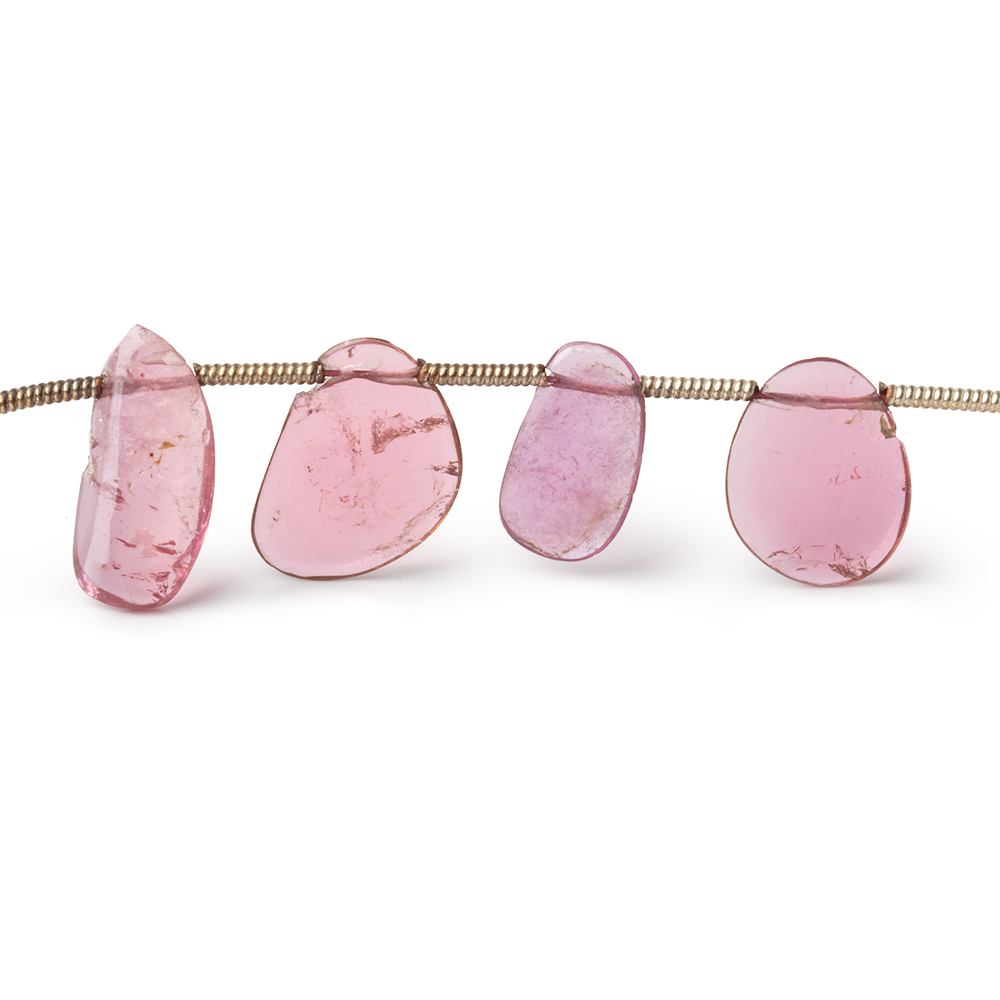 10-12mm Pink Tourmaline Natural Crystal Beads - Top Drilled Healing Stone Slices (21pcs) for Jewelry Making, Meditation & Energy Healing