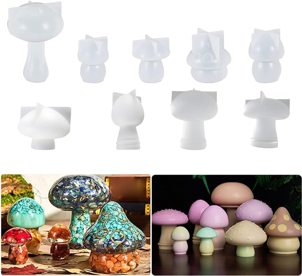 3D White Mushroom Silicone Molds for Epoxy Resin Casting - DIY Soap Making, Jewelry & Home Decor - Perfect for Resin Art, Candle Making & Craft Projects