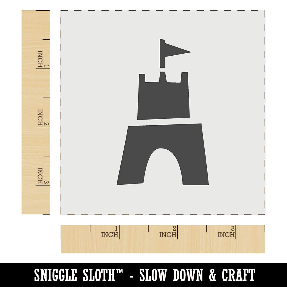 3.5 Inch Sand Castle Doodle Wall Cookie DIY Craft Reusable Stencil for Baking, Cake Decorating & Kids Art Projects