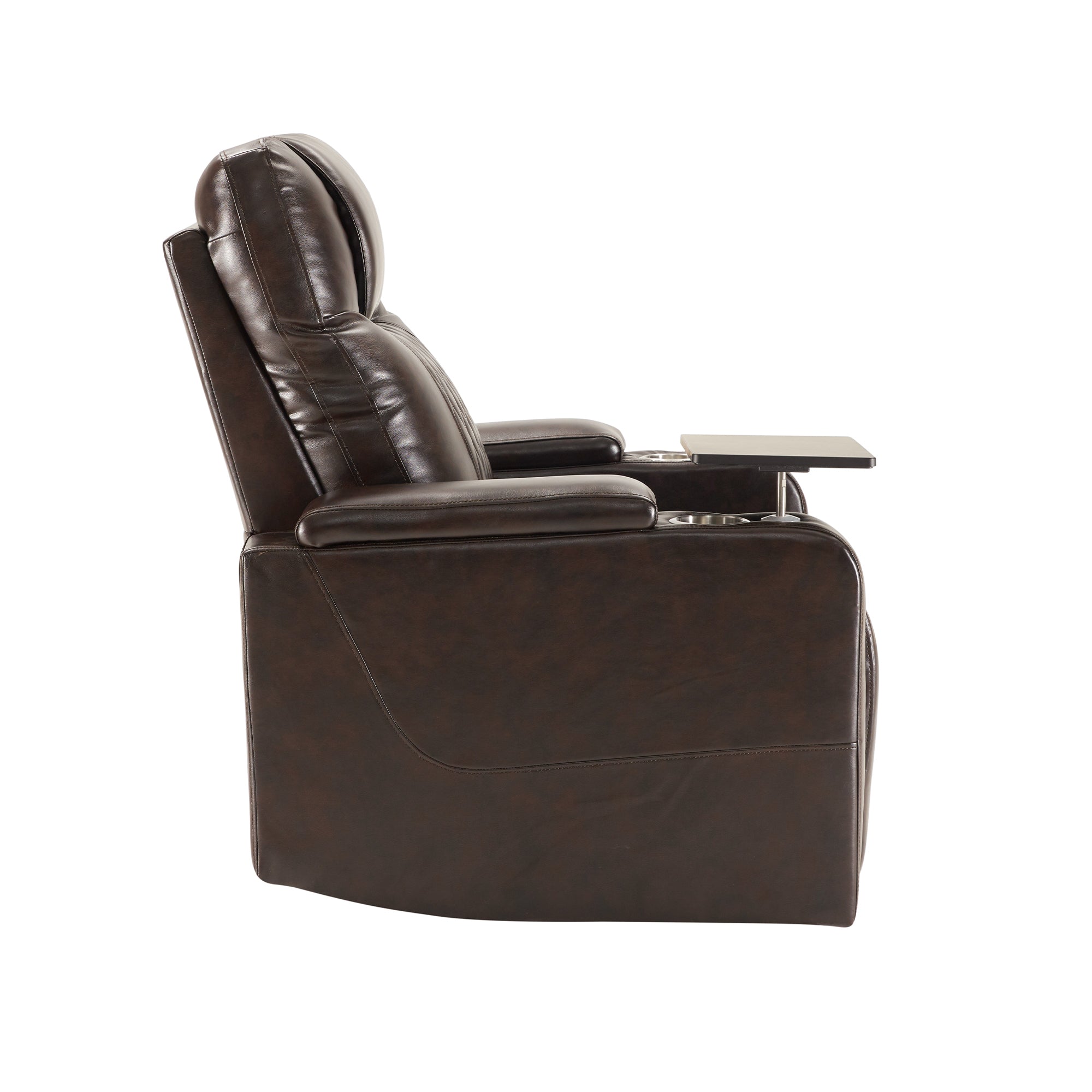 Electric Power Lift Recliner Chair with USB Charging Port, Hidden Arm Storage & 360° Swivel Tray - Brown Leather Massage Chair for Living Room, Home Theater & Elderly Care