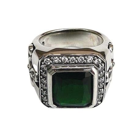Tribal Cross Green Emerald Sterling Silver Ring for Men - Handmade Jewelry for Gifts, Weddings & Everyday Wear