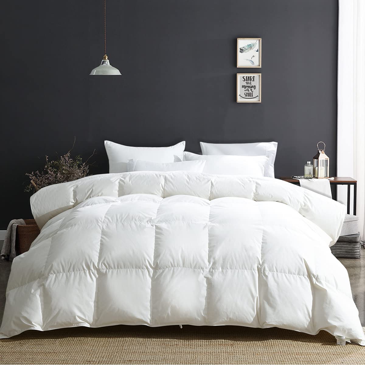 APSMILE Premium Fluffy Heavyweight Down Alternative Comforter - 100% Organic Cotton, High Fill Power, All-Season Warmth (Ivory White, 68x90) - Perfect for Winter Bedding, Guest Rooms & Cozy Nights