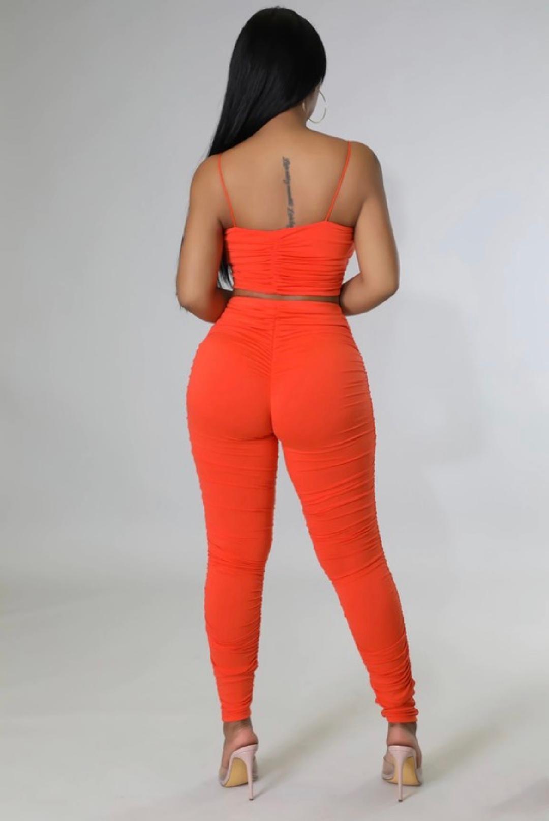 Amber Babe Pant Set - Stylish Orange Lounge & Sleepwear for Women | Comfortable Pajama Outfit for Home, Travel & Relaxation