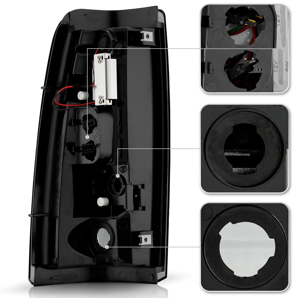ACANII Smoked LED Tail Lights for 2003-2006 Chevy Silverado 1500 - Black Brake Lamps Replacement Pair (Driver & Passenger Side) | Enhanced Night Visibility & Style Upgrade for Pickup Trucks