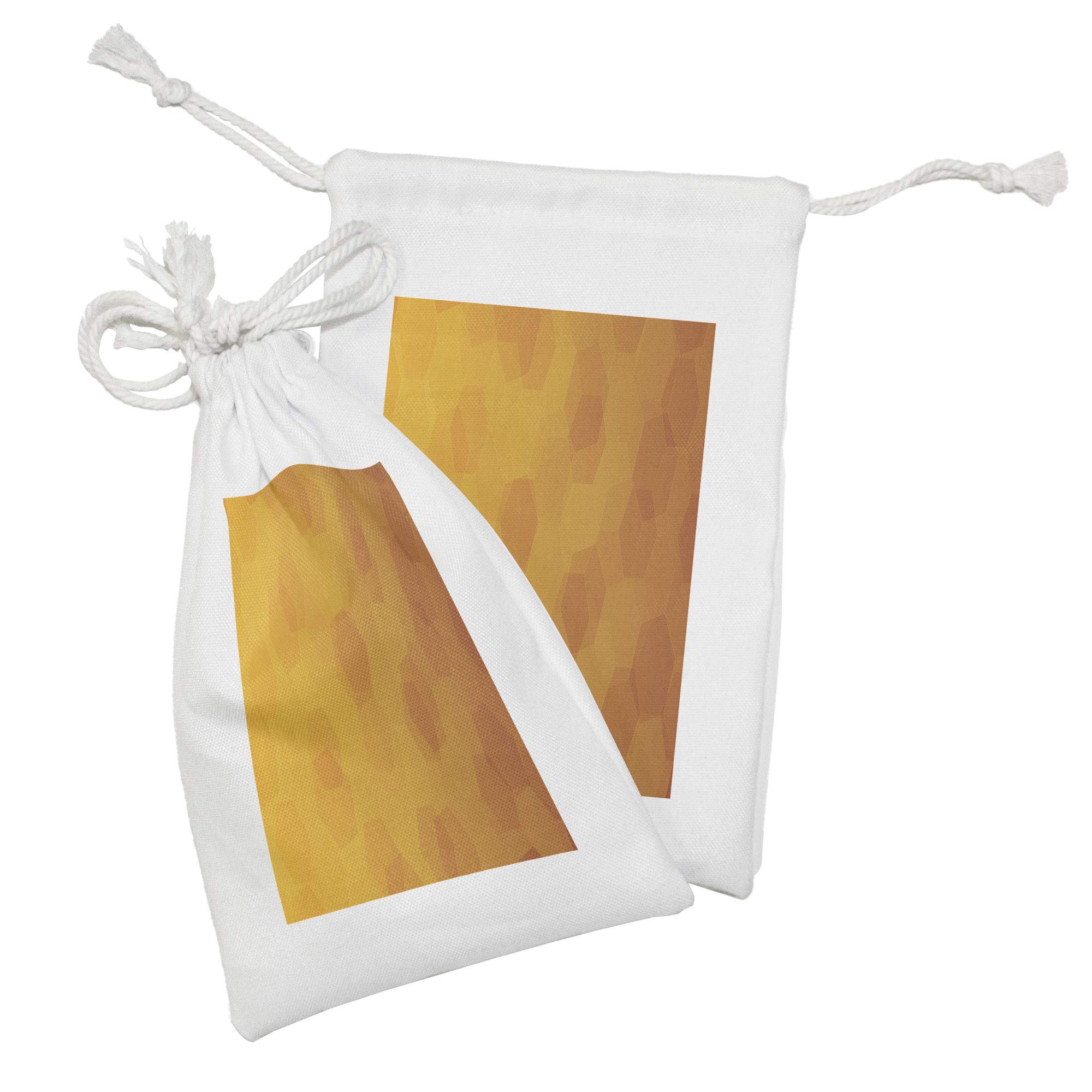 Ambesonne Honeycomb Fabric Pouch Set of 2 - Orange & Yellow Geometric Drawstring Bags (9