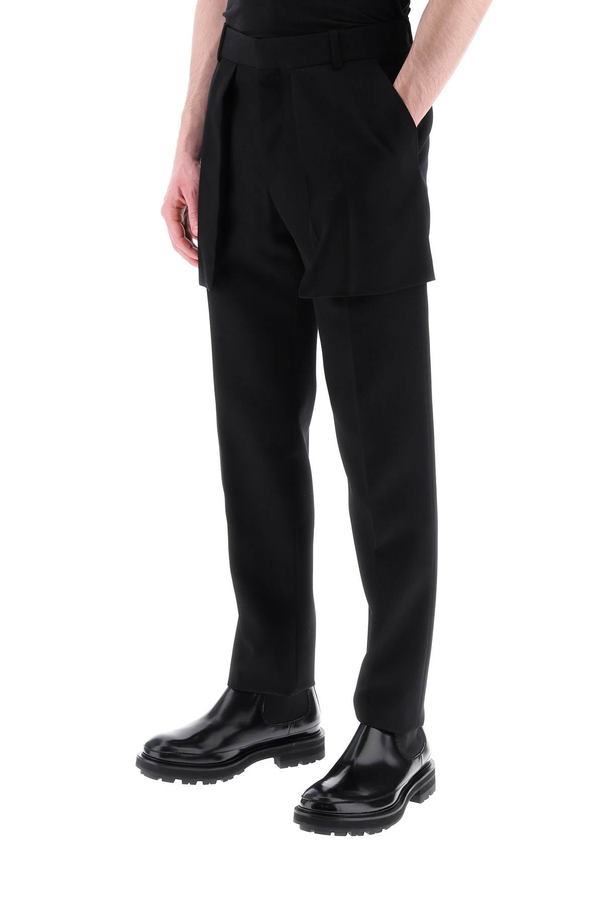 Alexander McQueen Exposed Pocket Barathea Trousers for Men - Luxury Slim Fit Dress Pants for Business, Office & Formal Events