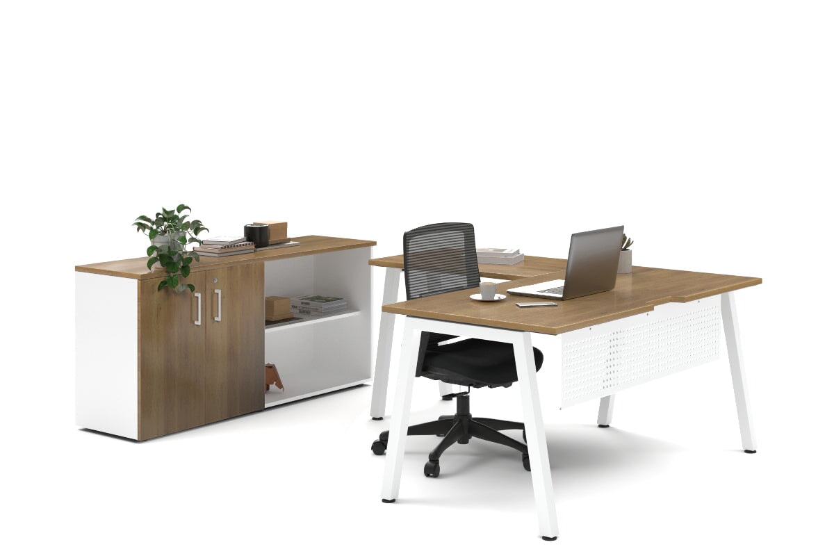 Quadro A Legs L-Shaped Executive Desk with White Legs [1600L x 1700W] - Perfect for Home Office & Modern Workspace Setup