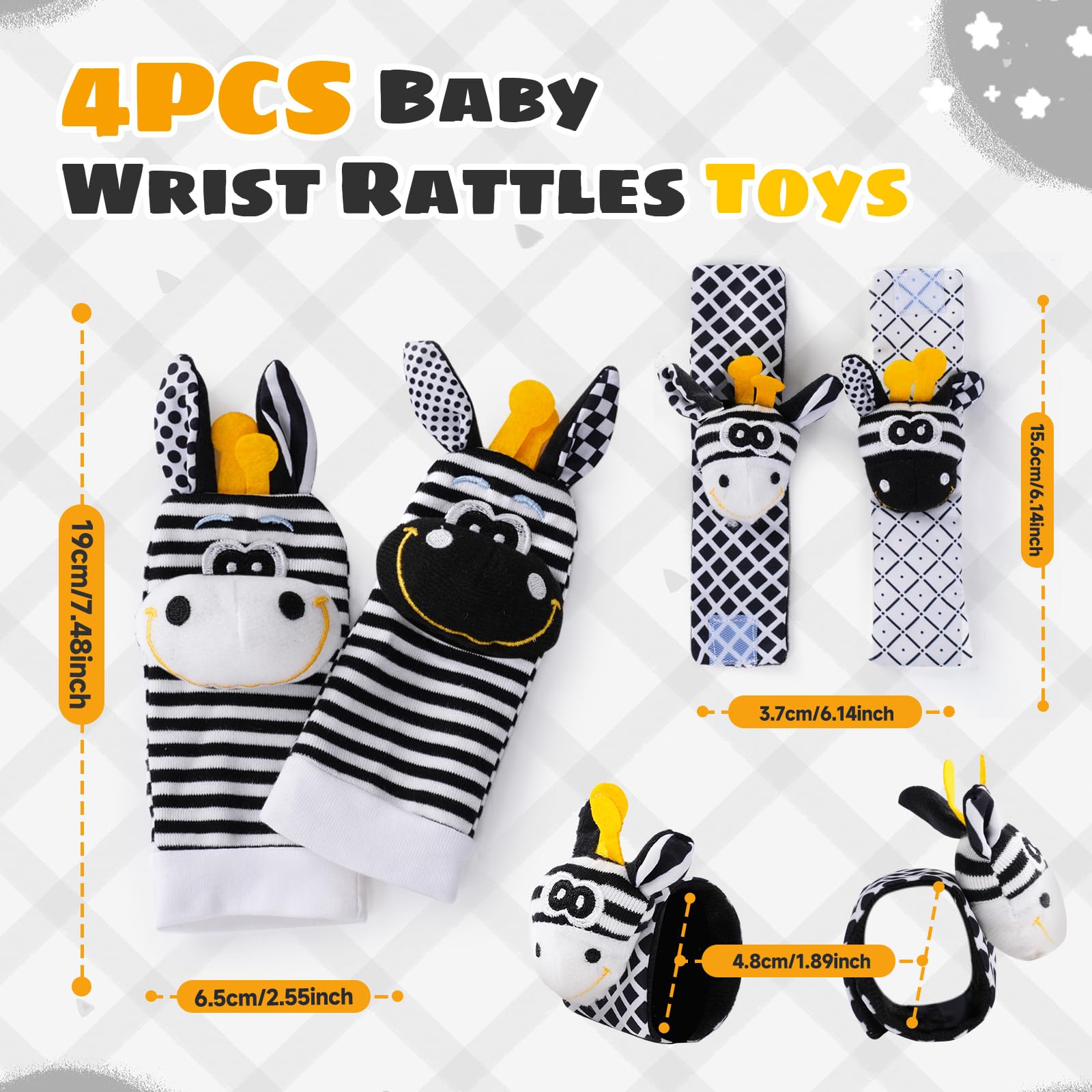 High Contrast Black and White Baby Toys for Newborns 0-6 Months - Infant Rattle Socks & Wrist Toy for Brain Development - Perfect Baby Shower Gift for Boys & Girls - Great for Tummy Time & Sensory Play
