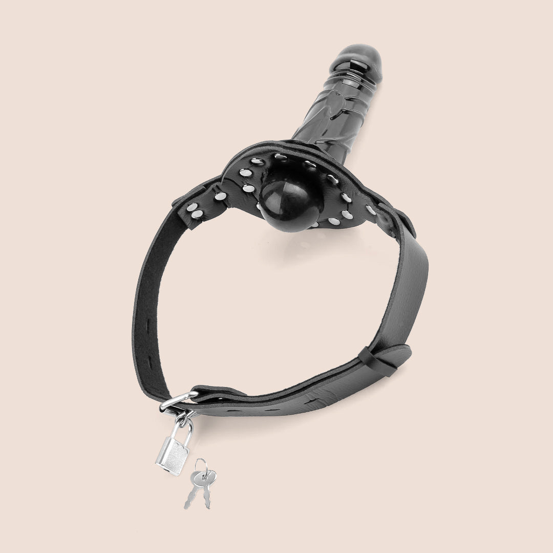 Premium Leather Ball Gag with Adjustable Strap - BDSM Bondage Gear for Adults, Role Play & Sensory Play Accessories - Perfect for Couples Play, Spice Up Your Bedroom & BDSM Fantasy Scenes