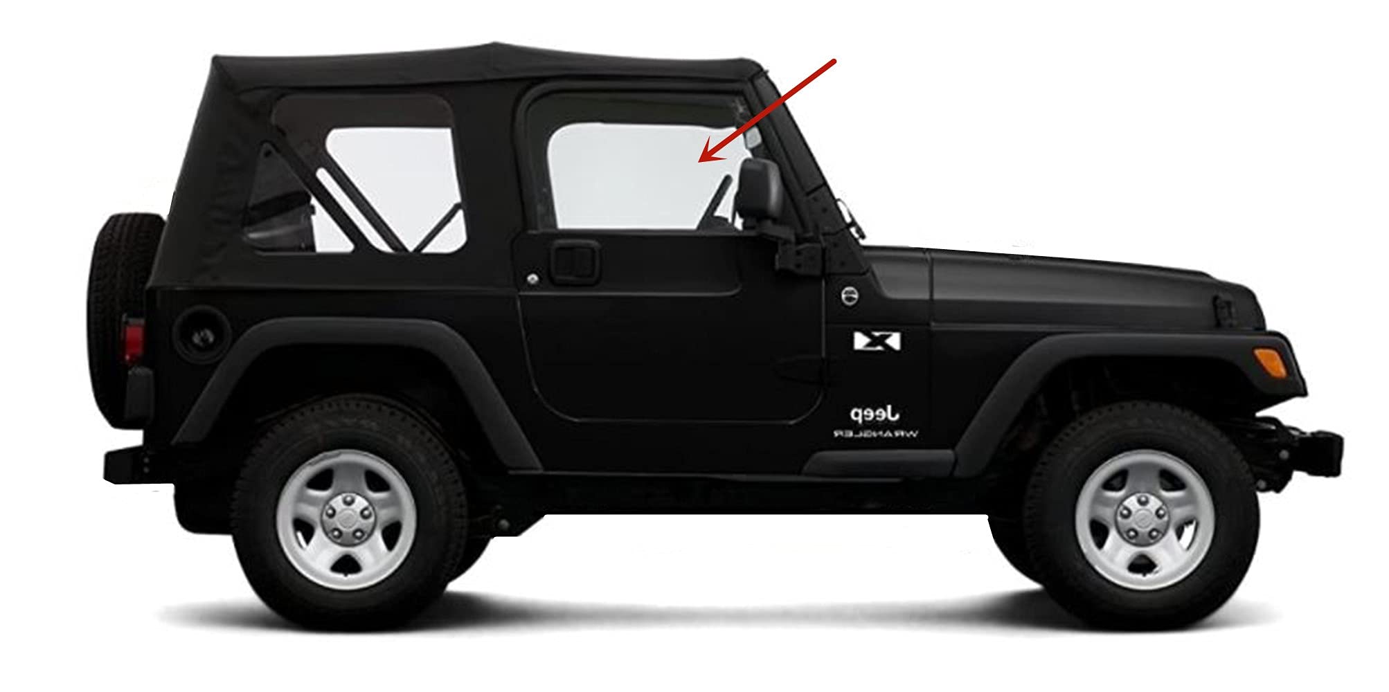 Replacement Passenger Side Door Window Glass for Jeep Wrangler 2-Door 1997-2006 Models - Perfect Fit & Easy Installation for Off-Road Adventures & Daily Commutes