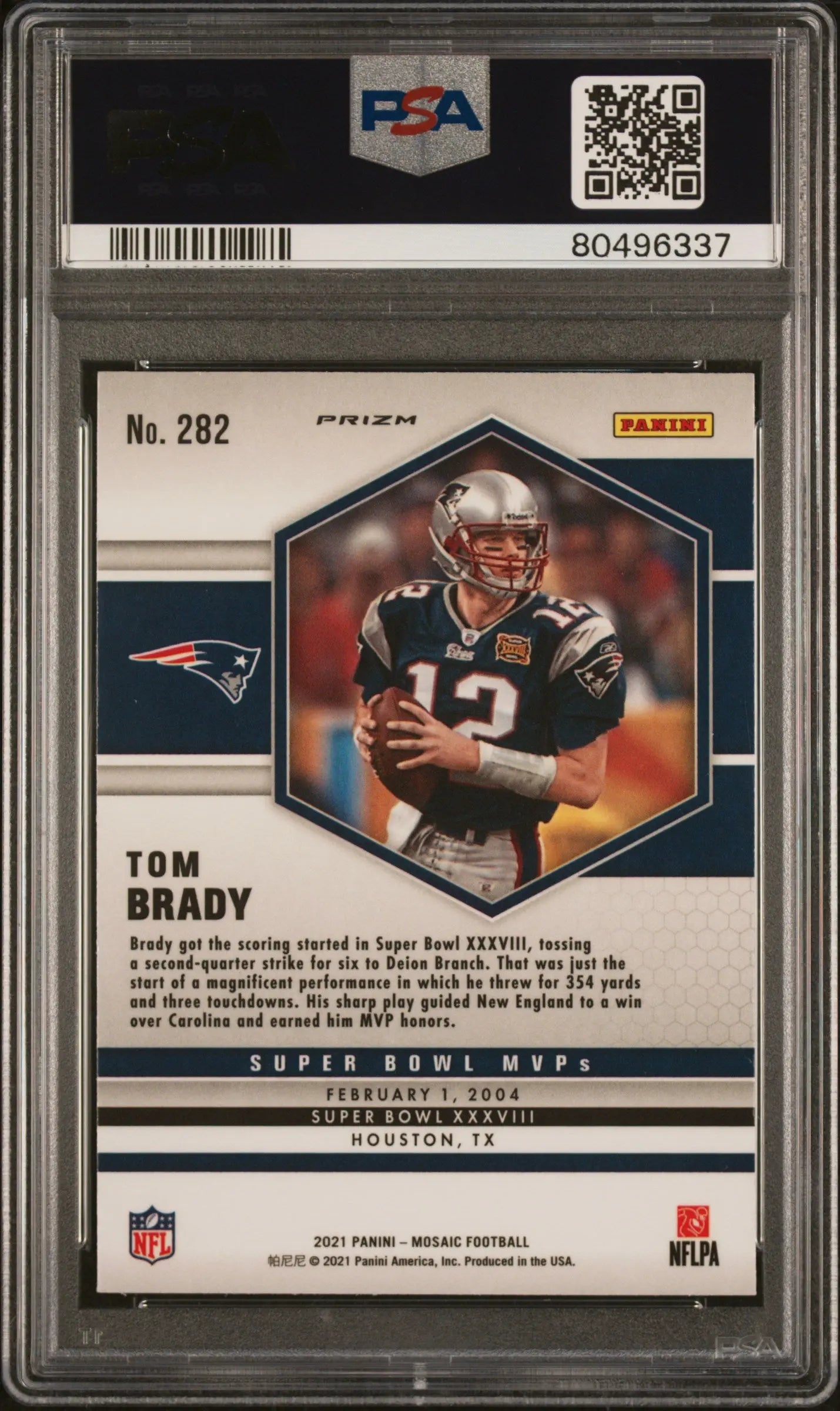 2021 Panini Mosaic Football Tom Brady Honeycomb PSA 10 #282 - Rare Collectible Trading Card for NFL Fans & Sports Memorabilia Collectors - Perfect for Display, Investment, and Gifting