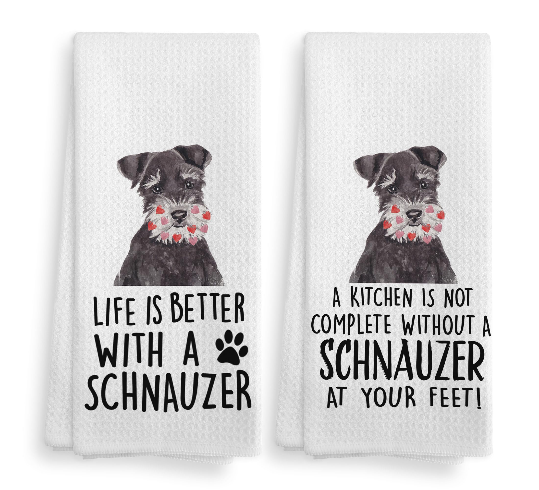 Premium Schnauzer Dog Kitchen Towels Set of 2 - 16x24 Inch Absorbent Dishcloths for Pet Lovers, Cute Schnauzer Decor & Unique Gifts for Dog Owners - Perfect for Kitchen, Housewarming & Dog-Themed Parties