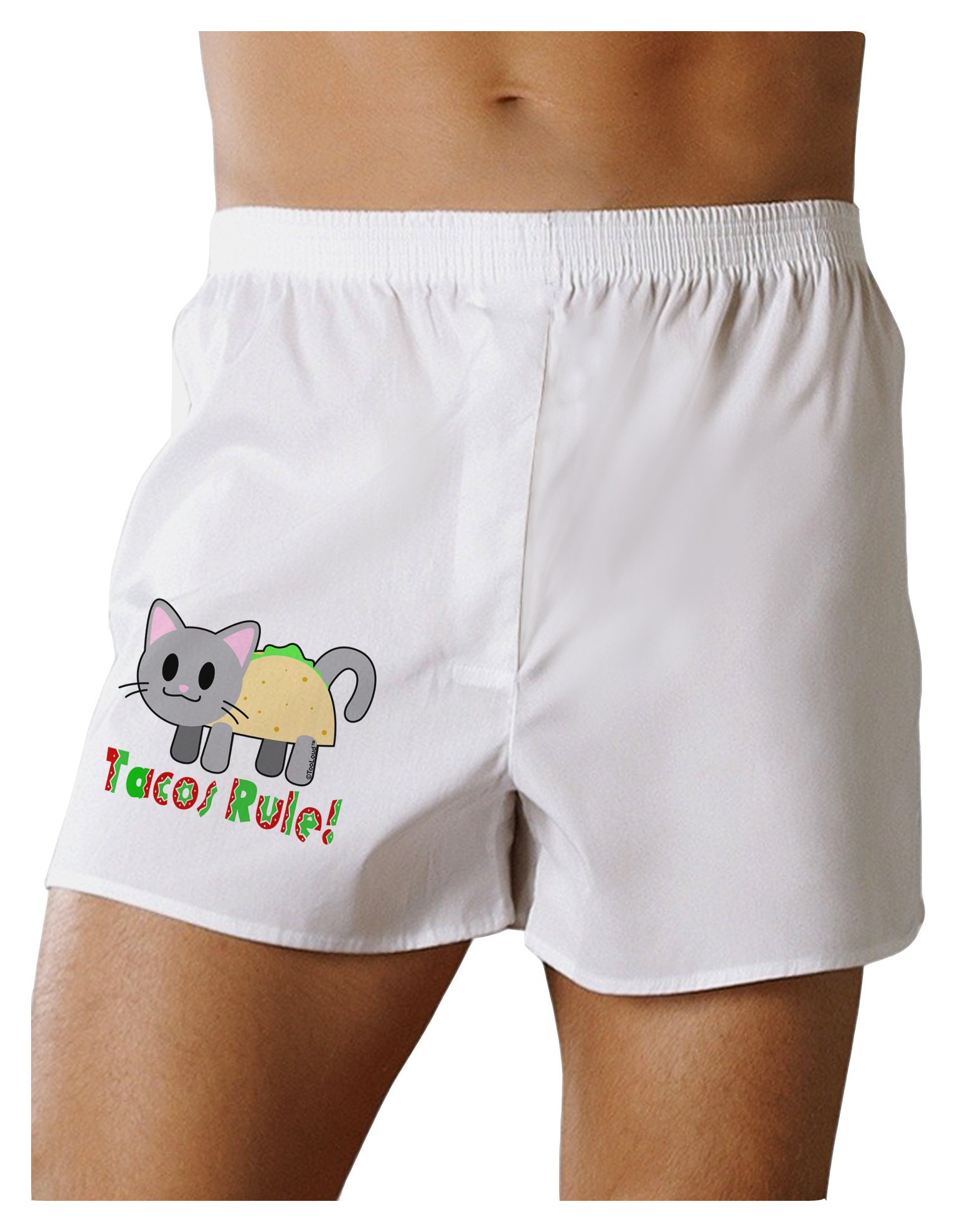 TOOLOUD Tacos Rule Taco Cat Print Boxer Shorts for Men - Fun & Comfortable Underwear for Casual Wear, Lounge & Gifts