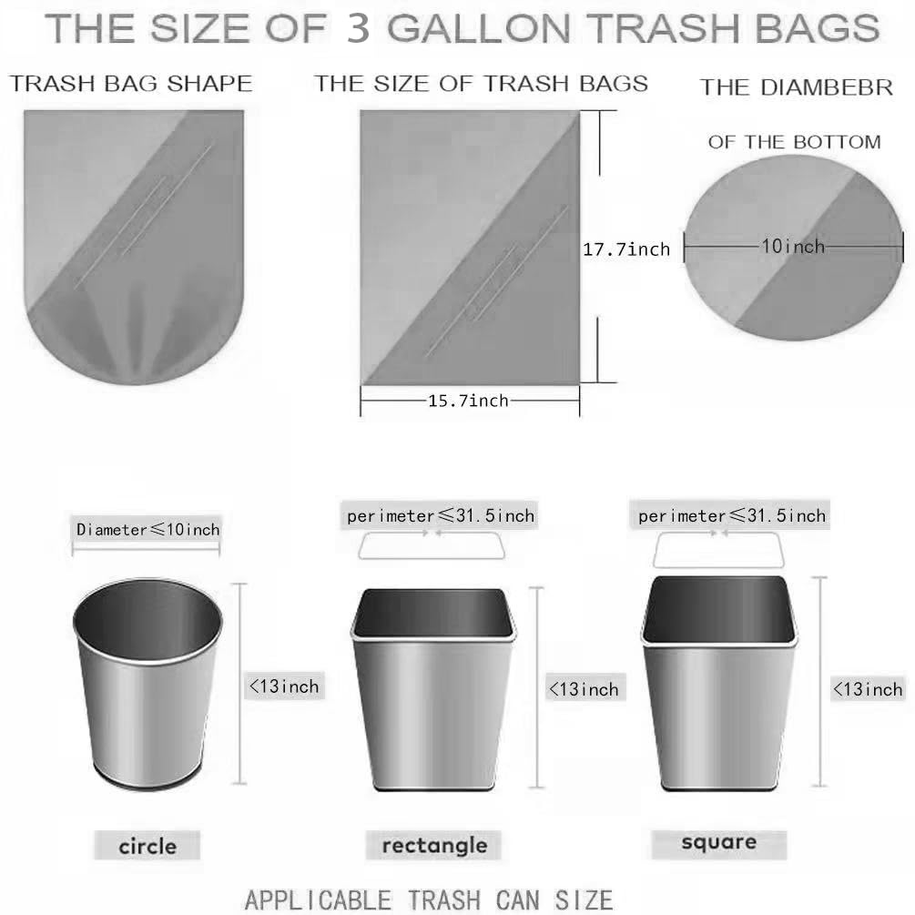 3.5 Gallon Trash Bags (150 Count) - Heavy Duty Small Garbage Can Liners for Bathroom, Living Room & Office - Black 3 Gallon Trash Bags for Waste Bins, Diaper Pails & Mini Trash Cans