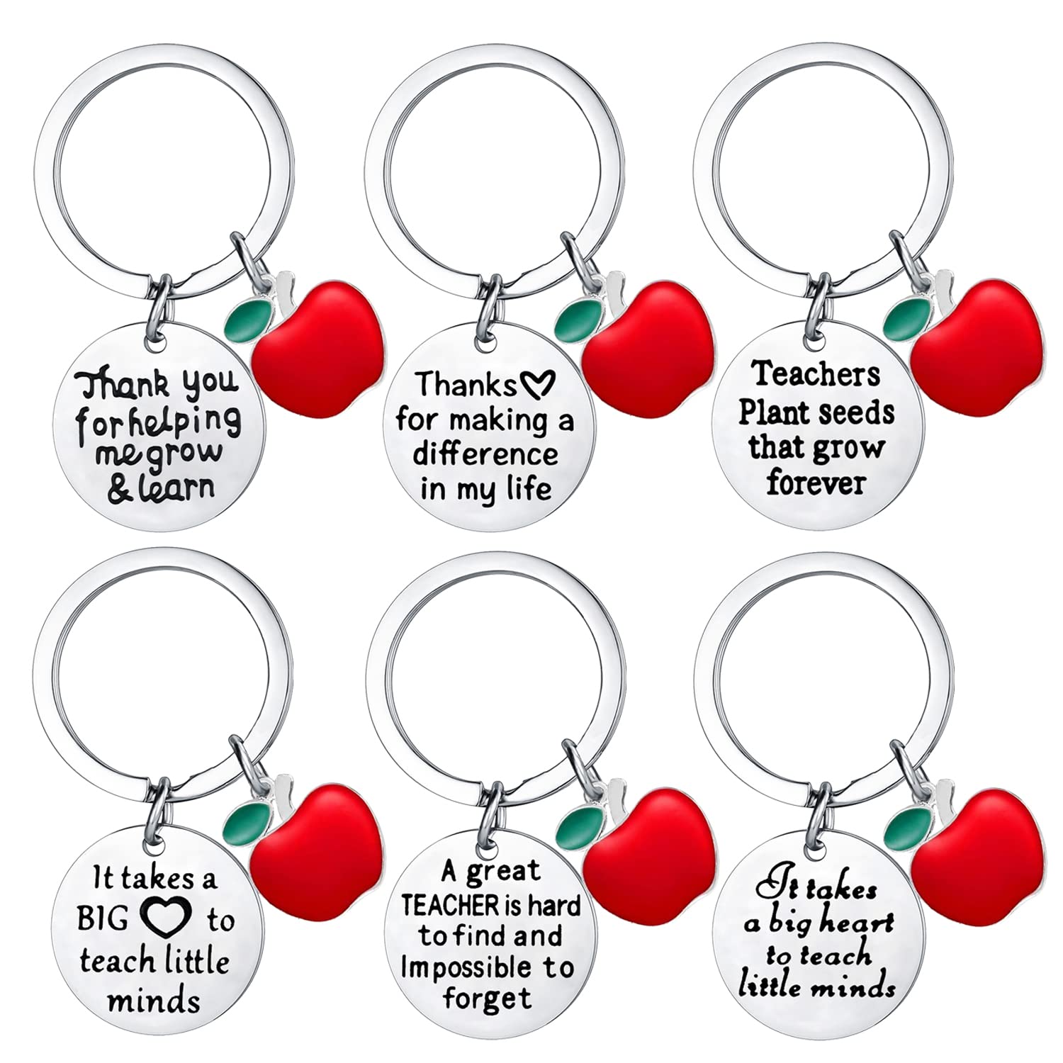6-Piece Teacher Keychain Set - Thoughtful Teacher Appreciation Gifts for Women, Thank You Present for Educators, Bulk Graduation Gifts for Teachers | Perfect for End of Year, Retirement & Thank You Gifts from Students