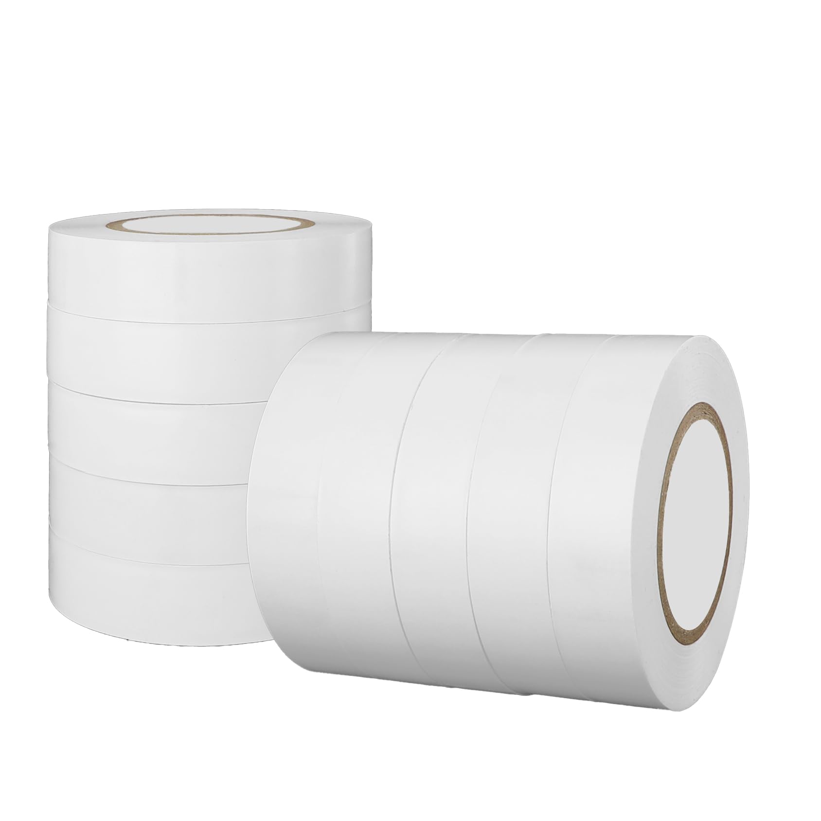 10 Pack 15mm×18m PVC Electrical Insulation Tape - Waterproof, Flame Retardant, General Purpose Adhesive Tape (White) for Wiring, Repairs & DIY Projects