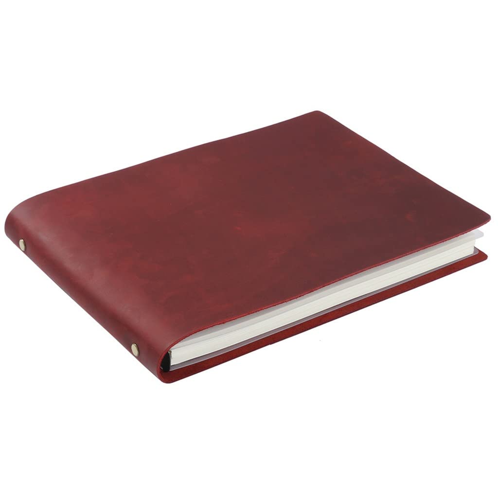 Premium Cowhide Leather A4 Spiral Notebook - Vintage Sketchbook & Notepad for Office, School, Journaling | 290x210mm Loose-Leaf Planner | Perfect for Business Meetings, Creative Writing & Gift Giving (Color: Brown)