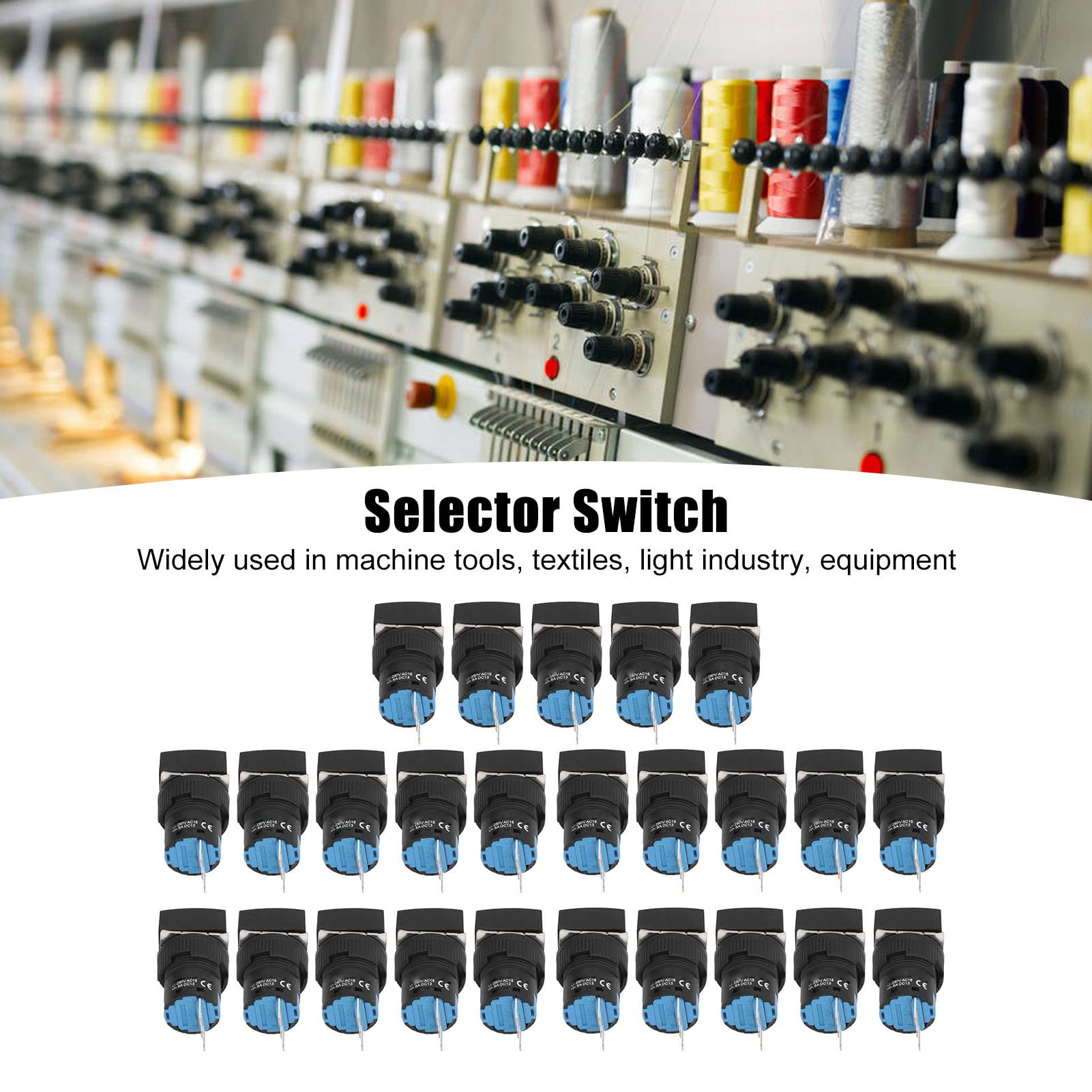2-Position Square Key Selector Switch for Machine Tools - Durable Industrial Switch for Textiles & Light Industry Applications - Perfect for Control Panels & Equipment Safety Systems
