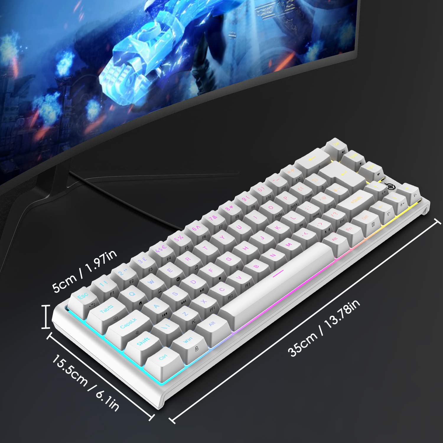 LexonElec 60% RGB Mechanical Keyboard - Red Switches for Gaming & Office Use