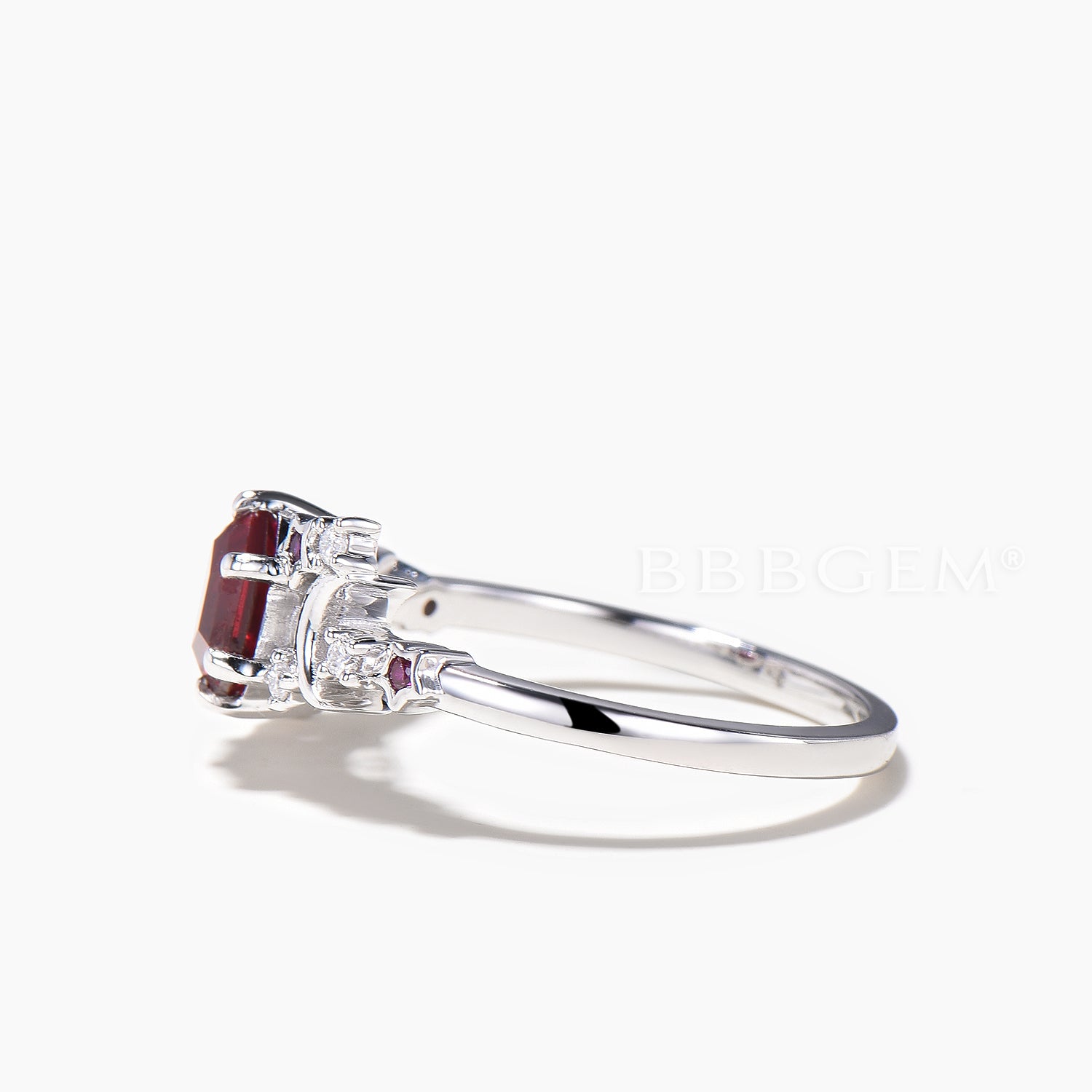 Hexagon Cut Ruby Engagement Ring with Diamonds - Elegant Celestial Wedding Band for Women, Perfect for Proposals, Anniversaries, and Bridal Jewelry Gifts