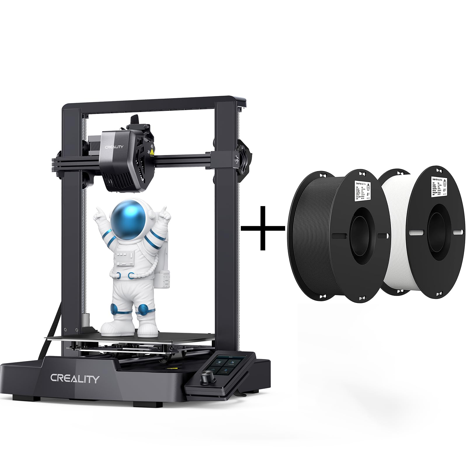 Creality Ender 3 V3 SE FDM 3D Printer with 1.75mm PLA Filament - Black & White 2 Pack Bundle for Home DIY, Prototyping & Educational Projects